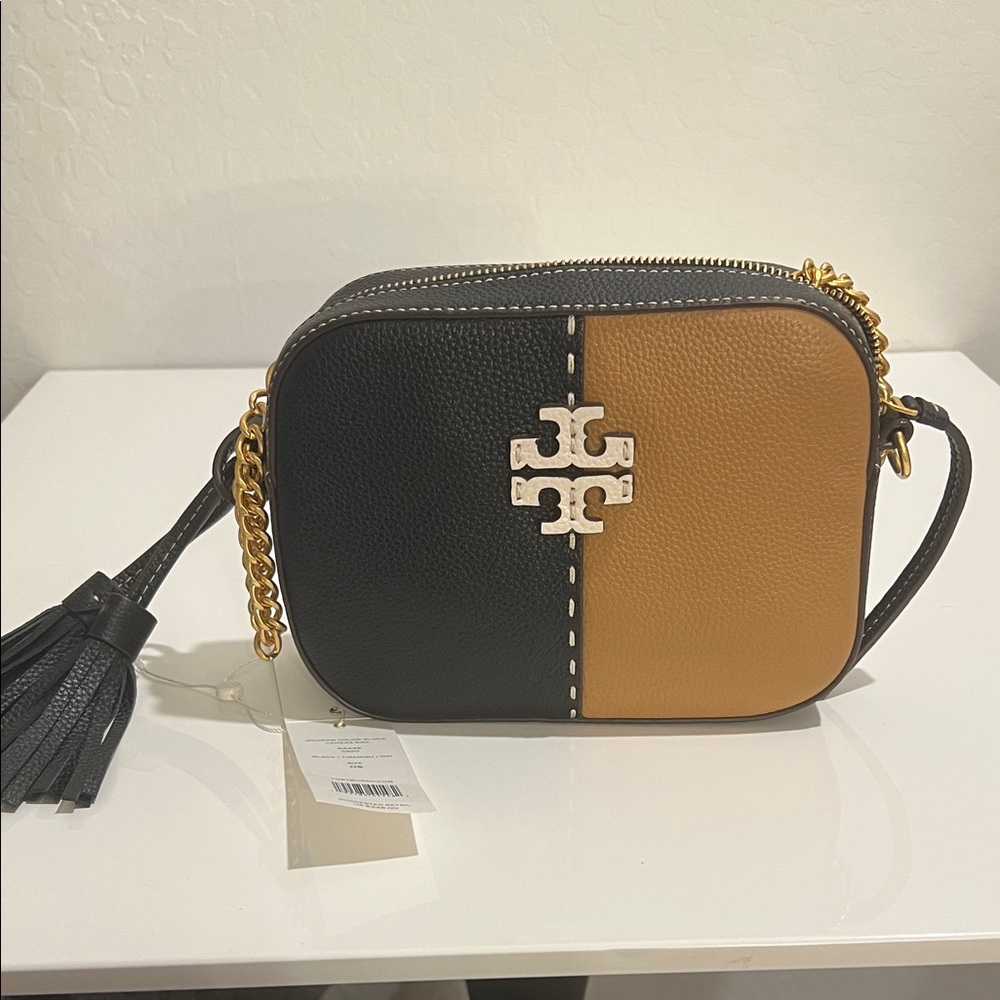 Tory Burch McGraw Color Block Camera Bag - Black/Tiramisu